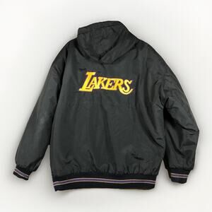 Vintage 90s Starter LA Lakers Hooded Jacket Mens L Black Purple Puffer Rare